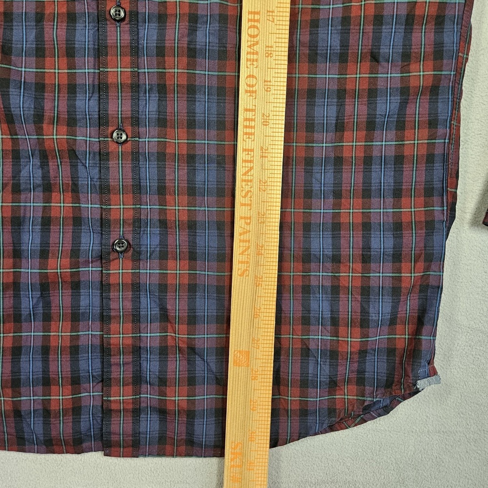 J. Crew Shirt Men Large Button Down Plaid Red Blue Slim 2 Ply Cotton Secret Wash - Picture 9 of 10